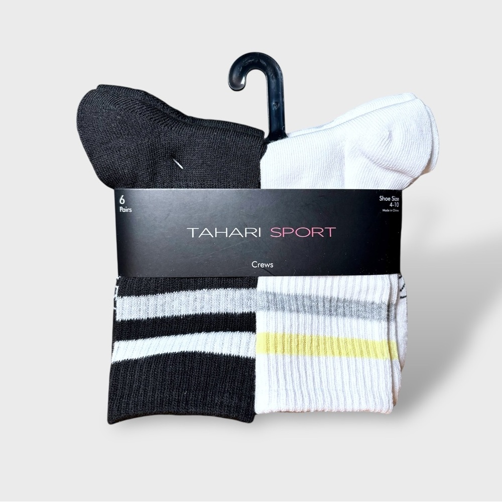 Tahari Sport Women’s Assorted Crew Ribbed Leg Varsity Stripes 6 pack Size 4-10